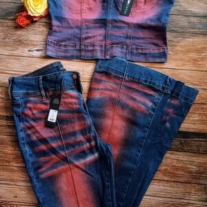 Red and Blue Denim Set